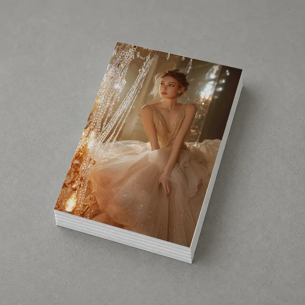 Glittering Ball Gown Woman Chandelier Room – Postcards