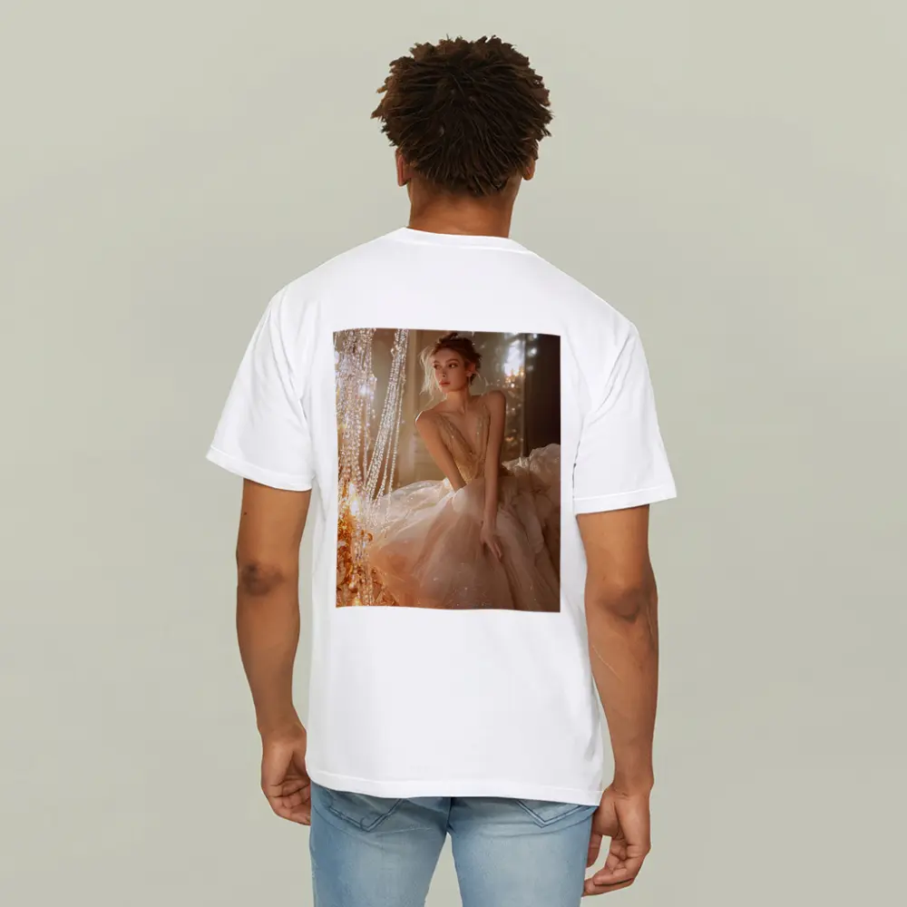 Glittering Ball Gown Woman Chandelier Room – T-Shirts