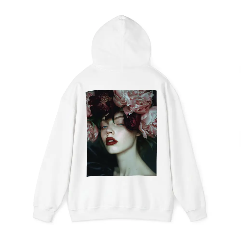 Woman With Pink Peonies Dark Floral – Hoodies