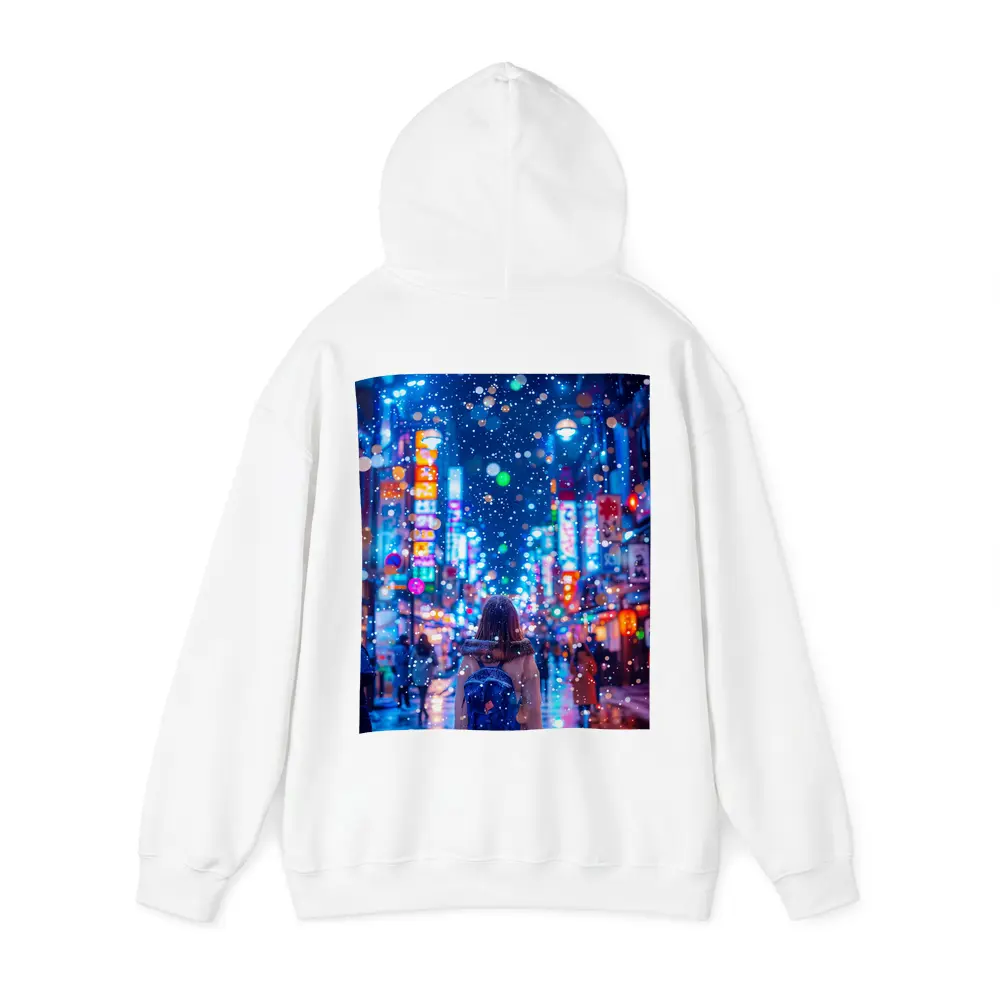 Girl Walking Snowy Tokyo Neon Night Street – Hoodies