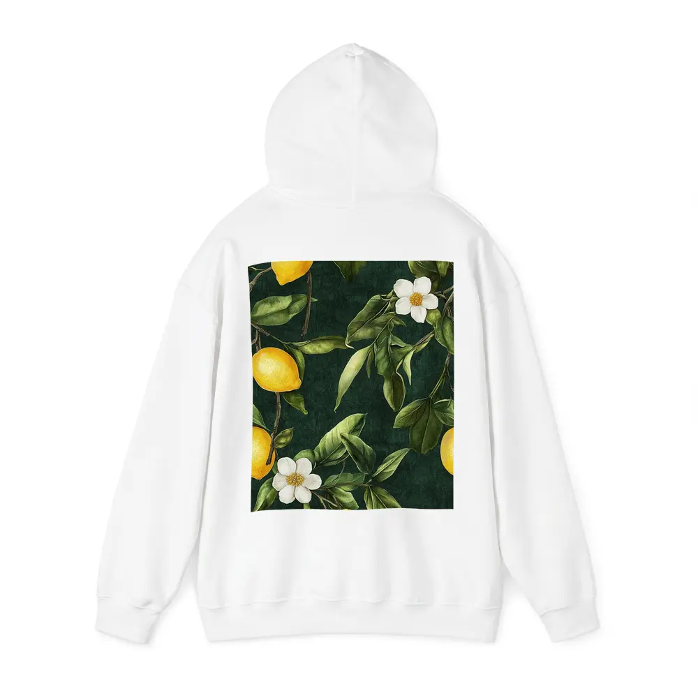 Lemon Branches White Flowers Dark Green – Hoodies