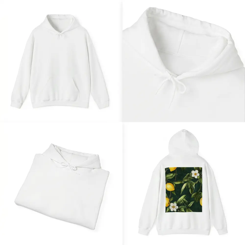 Lemon Branches White Flowers Dark Green – Hoodies