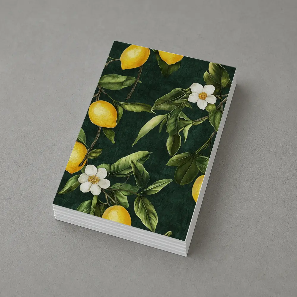 Lemon Branches White Flowers Dark Green – Postcards