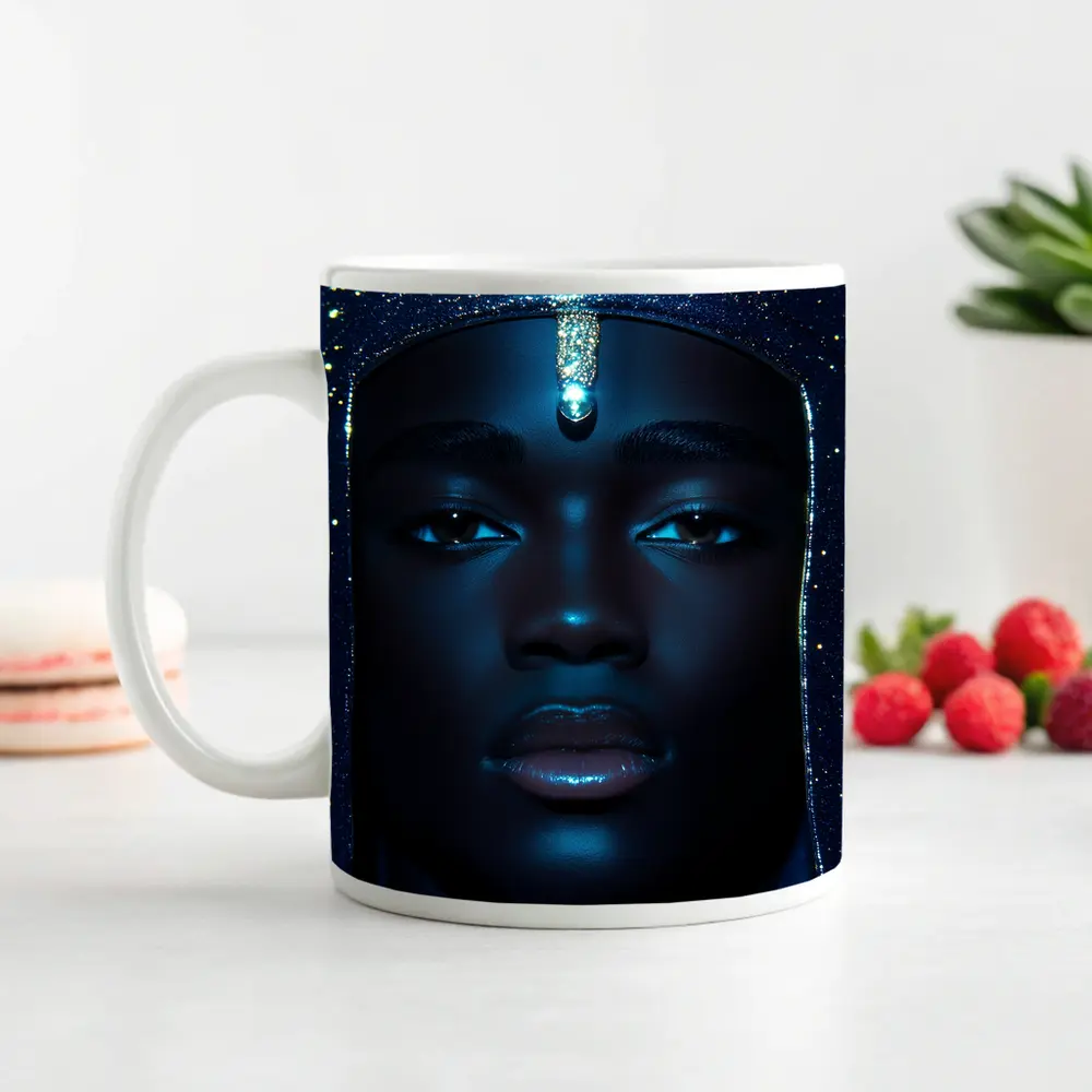Celestial Portrait Blue Glitter Night Sky – Mugs