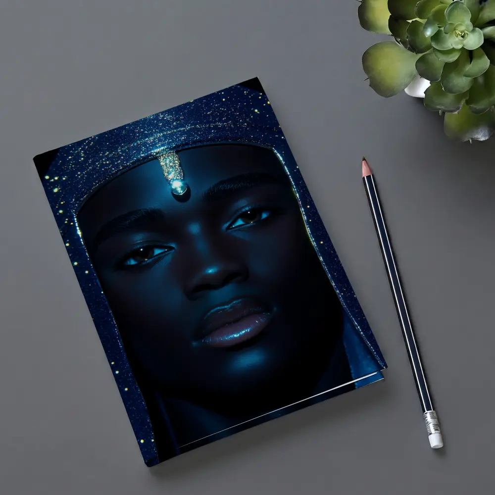Celestial Portrait Blue Glitter Night Sky – Notebooks