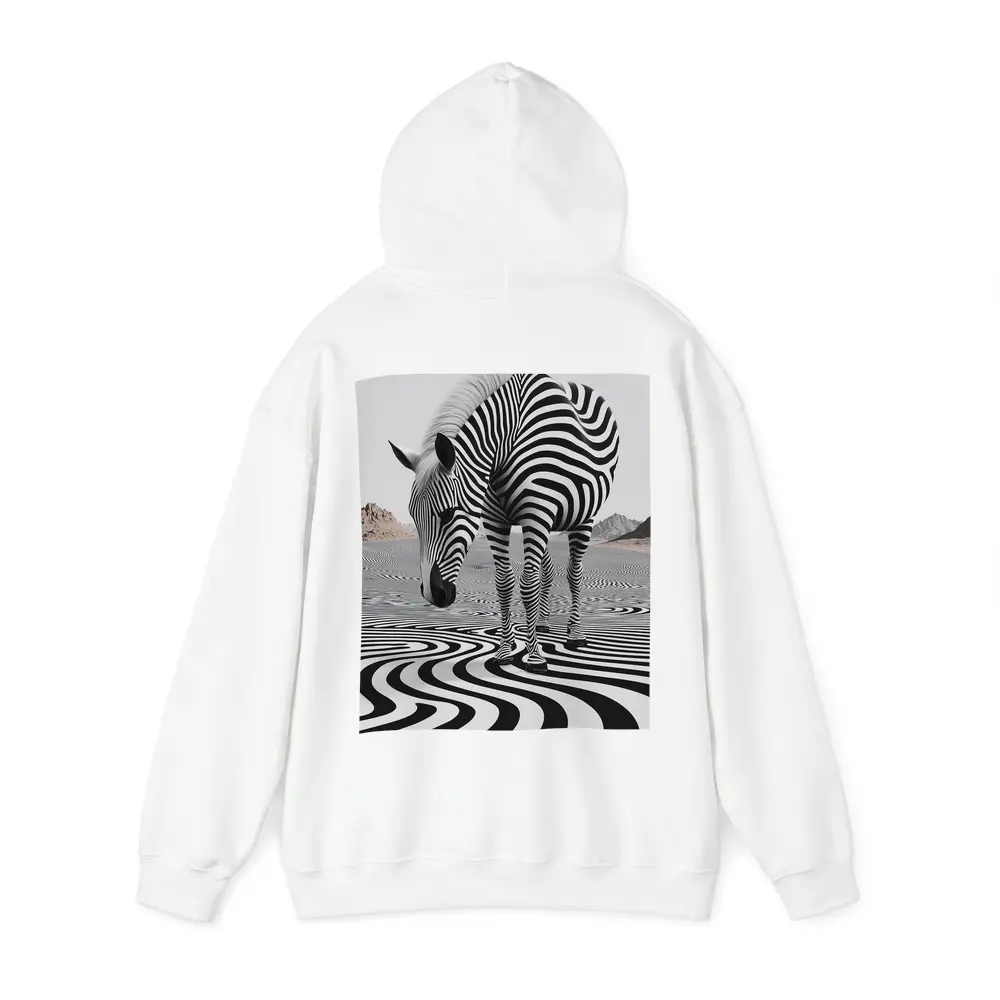 Zebra Standing on Wavy Black White Pattern – Hoodies
