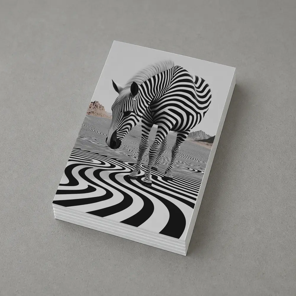 Zebra Standing on Wavy Black White Pattern – Postcards