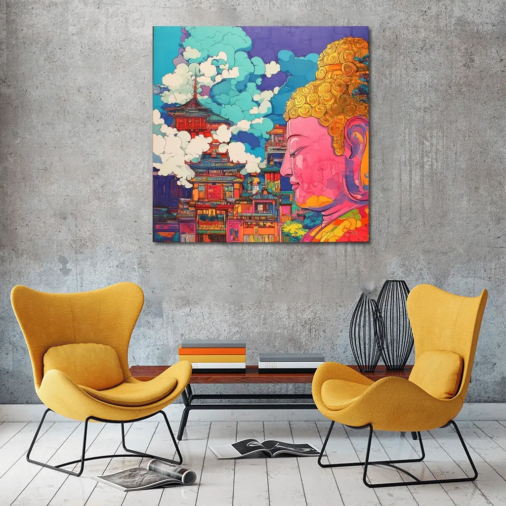 Buddha Head Asian Temple Pop Art – Wall Art