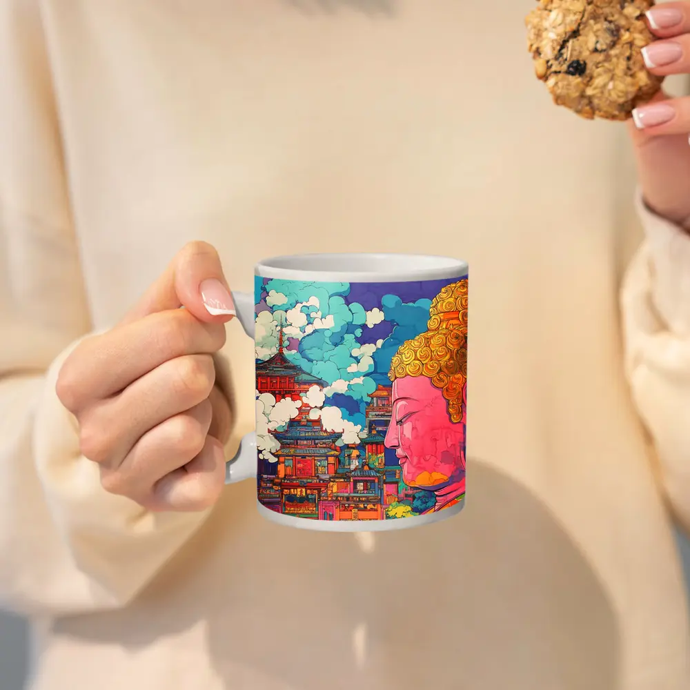 Buddha Head Asian Temple Pop Art – Mugs