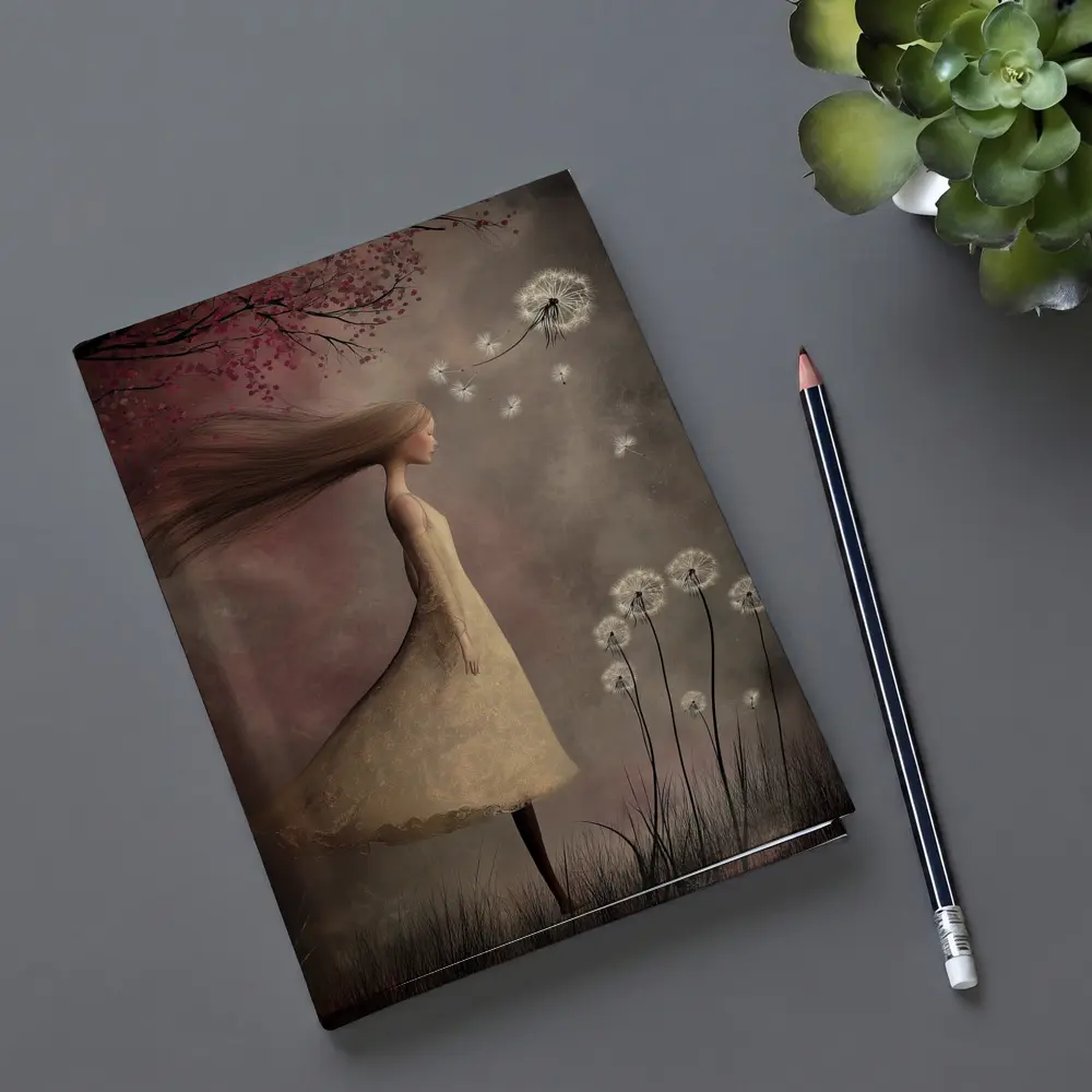 Girl Blowing Dandelion Seeds Fantasy Art – Notebooks