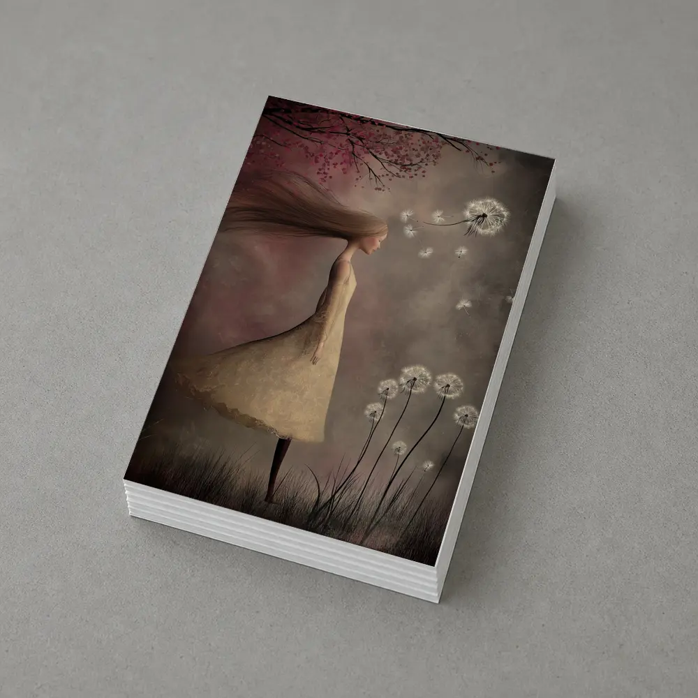 Girl Blowing Dandelion Seeds Fantasy Art – Postcards