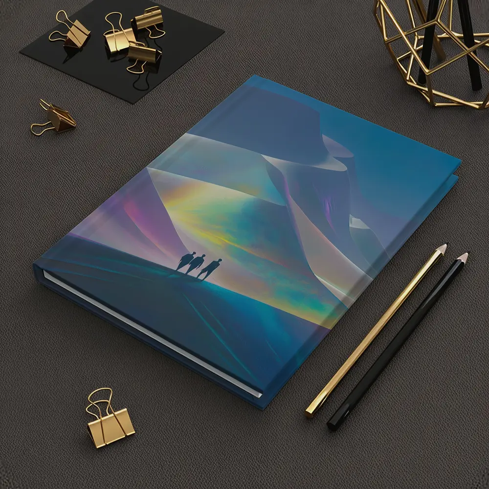 Three Figures Walking Iridescent Abstract Dunes – Notebooks