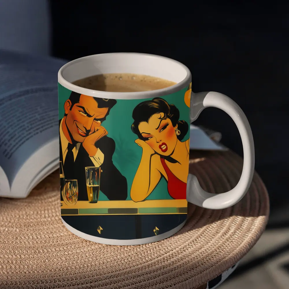 Retro Pop Art Couple Bar Scene – Mugs