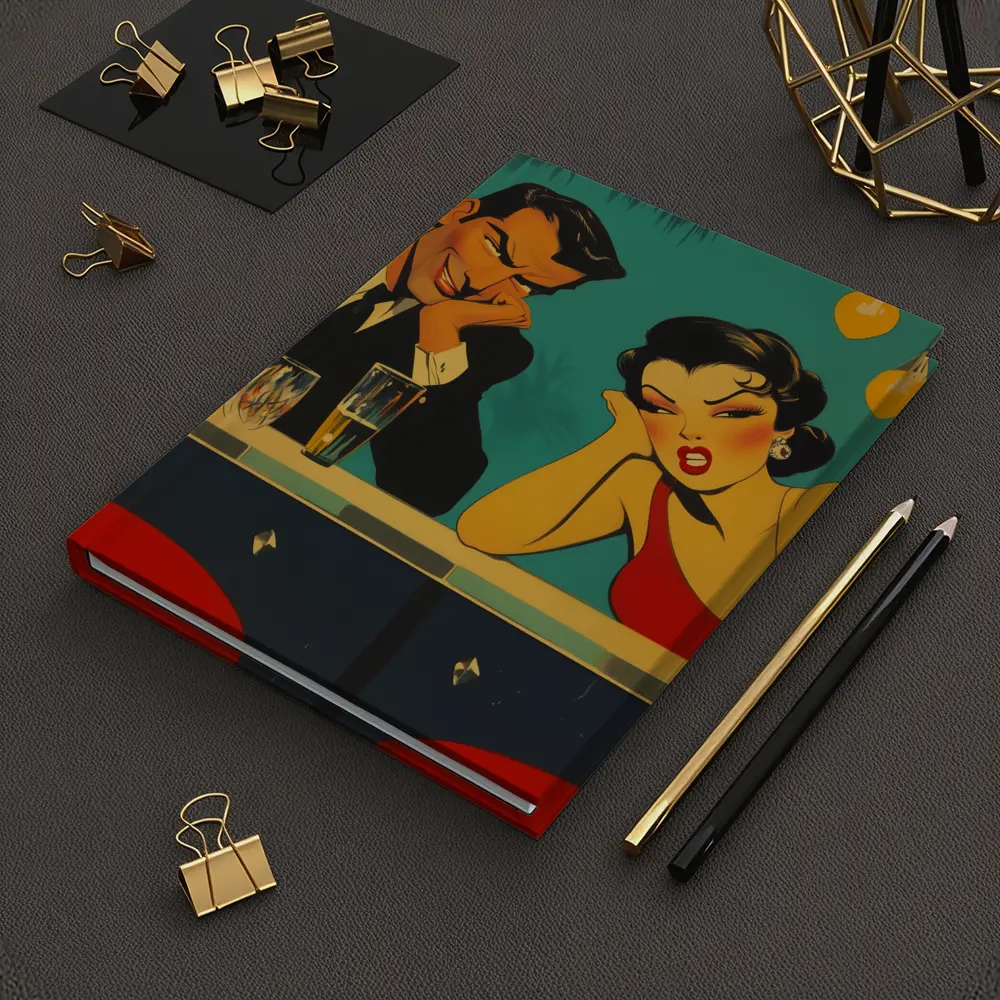 Retro Pop Art Couple Bar Scene – Notebooks