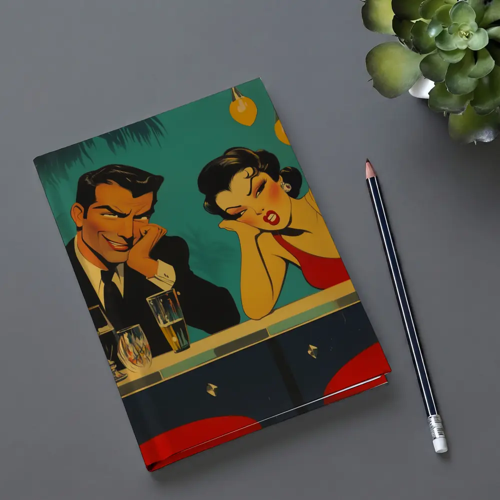 Retro Pop Art Couple Bar Scene – Notebooks