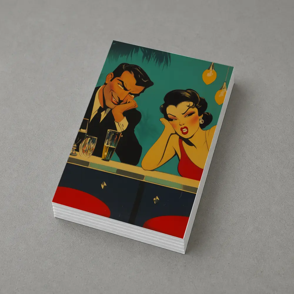 Retro Pop Art Couple Bar Scene – Postcards