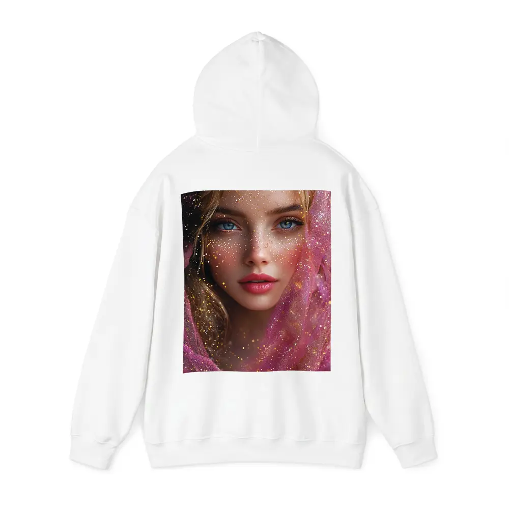Blue Eyed Woman Pink Glitter Fantasy Portrait – Hoodies