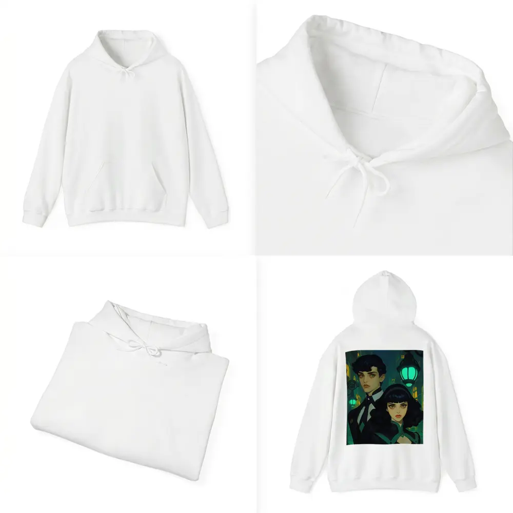 Dark Academia Couple Green Night City Street – Hoodies