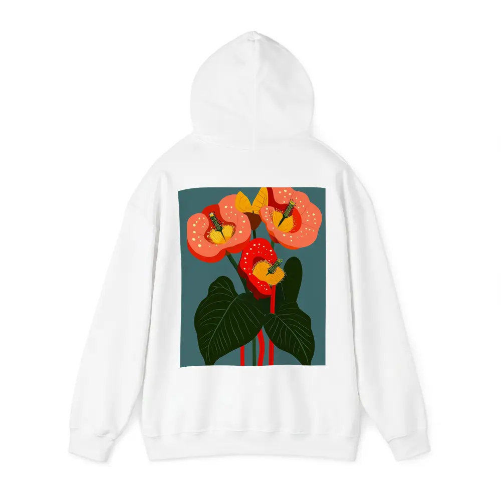 Anthurium Flowers Botanical Art Teal Background – Hoodies