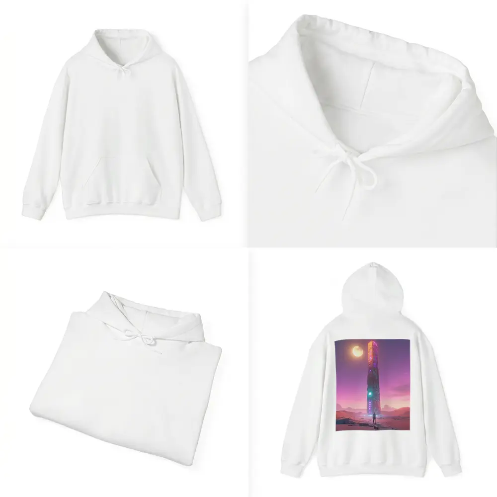 Cyberpunk Obelisk Desert Pink Sky Solitude – Hoodies