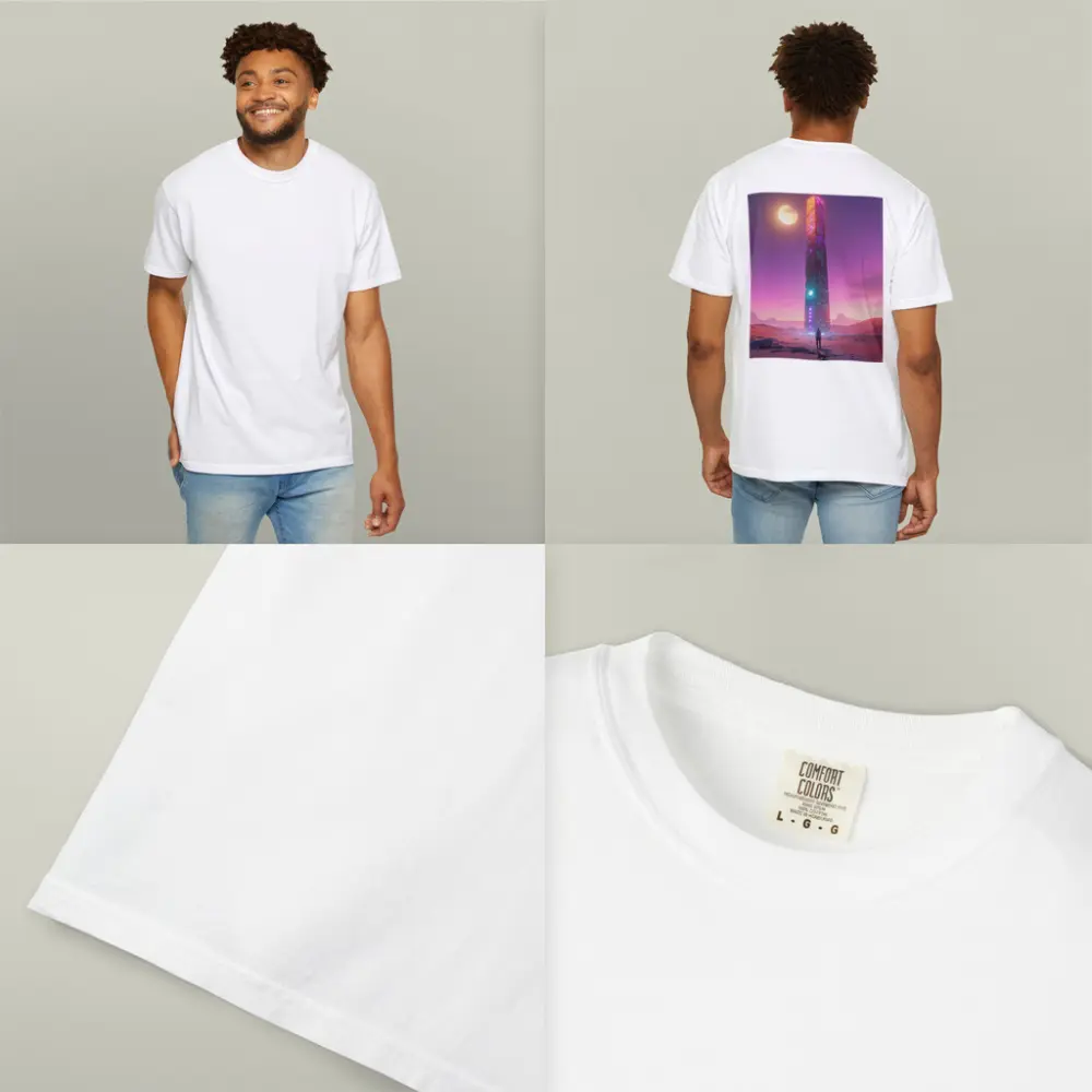 Cyberpunk Obelisk Desert Pink Sky Solitude – T-Shirts