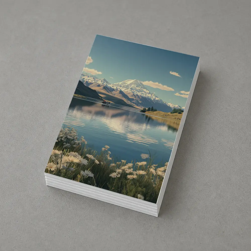 Alpine Lake Mountain Reflection Wildflowers Scene – Postcards