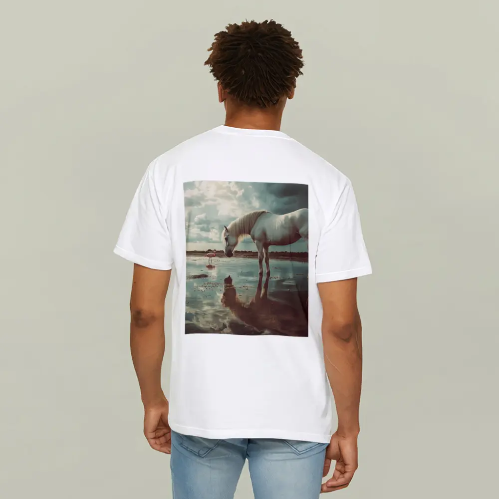 White Horse Flamingos Reflecting Shallow Water – T-Shirts