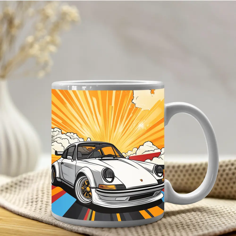 Porsche 911 Pop Art Retro Sunburst – Mugs