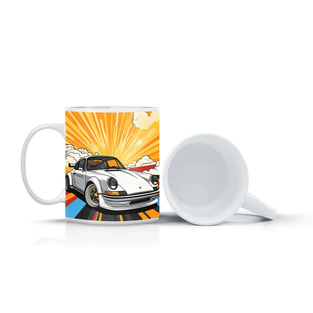 Porsche 911 Pop Art Retro Sunburst – Mugs