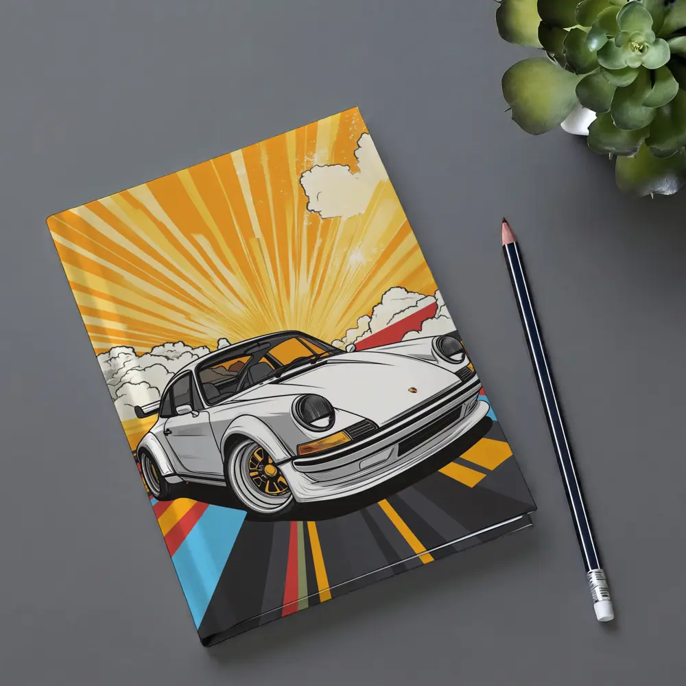 Porsche 911 Pop Art Retro Sunburst – Notebooks