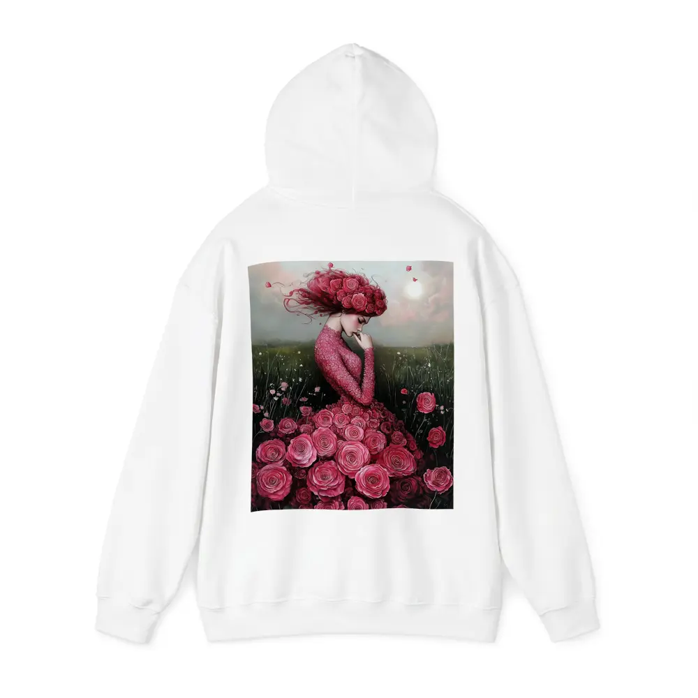 Woman Rose Dress Floral Field Fantasy Art – Hoodies