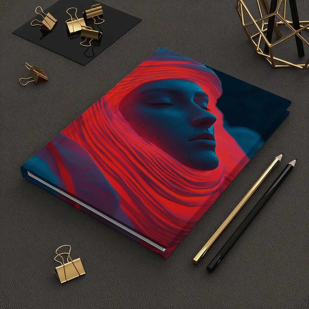 Sleeping Woman Red Waves Surreal Art – Notebooks