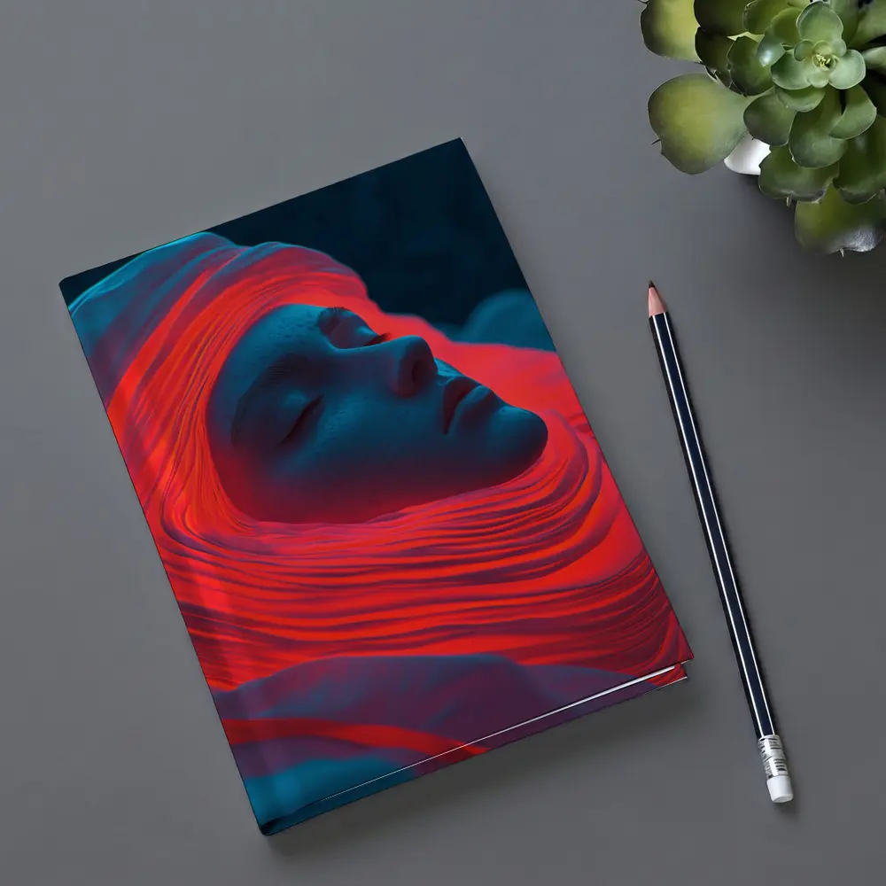 Sleeping Woman Red Waves Surreal Art – Notebooks
