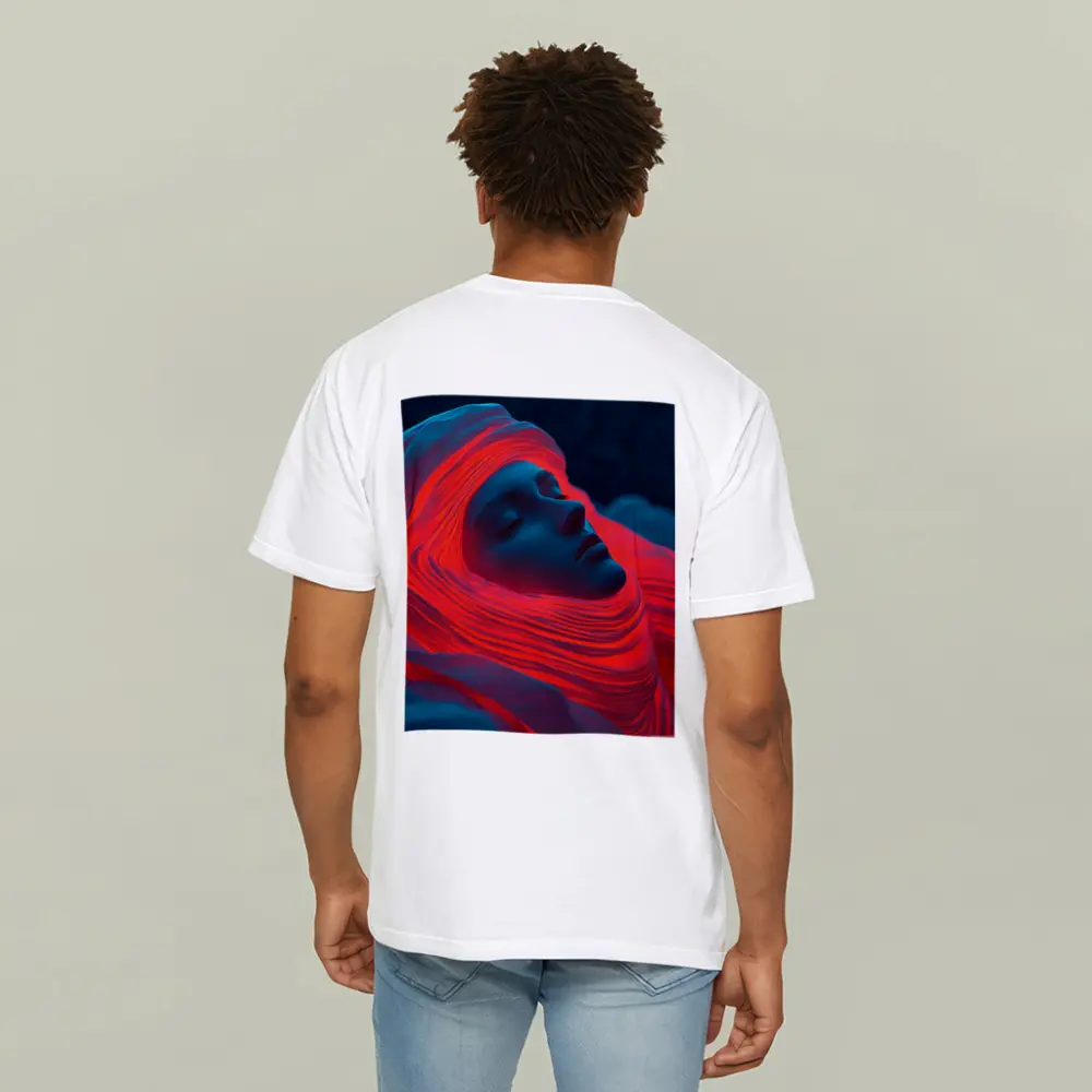 Sleeping Woman Red Waves Surreal Art – T-Shirts