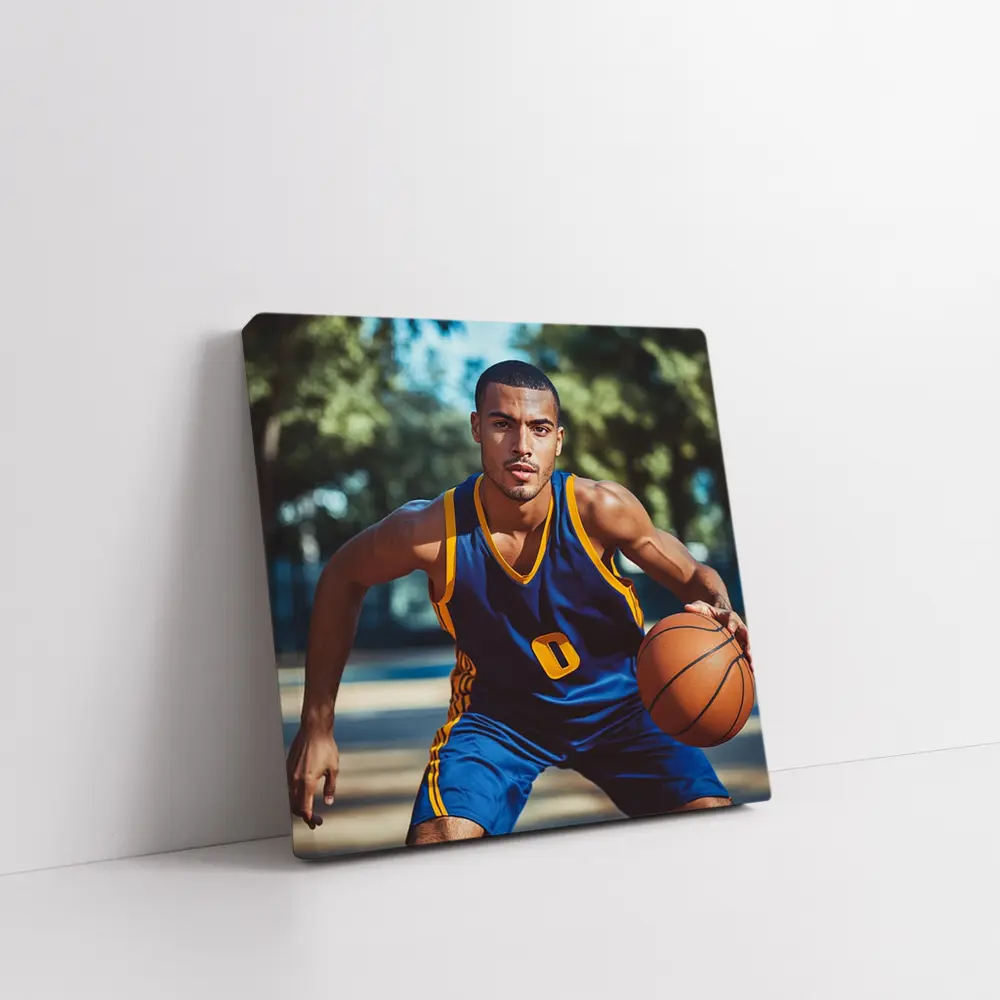 Basketball Player Dribbling Outdoor Court – Wall Art