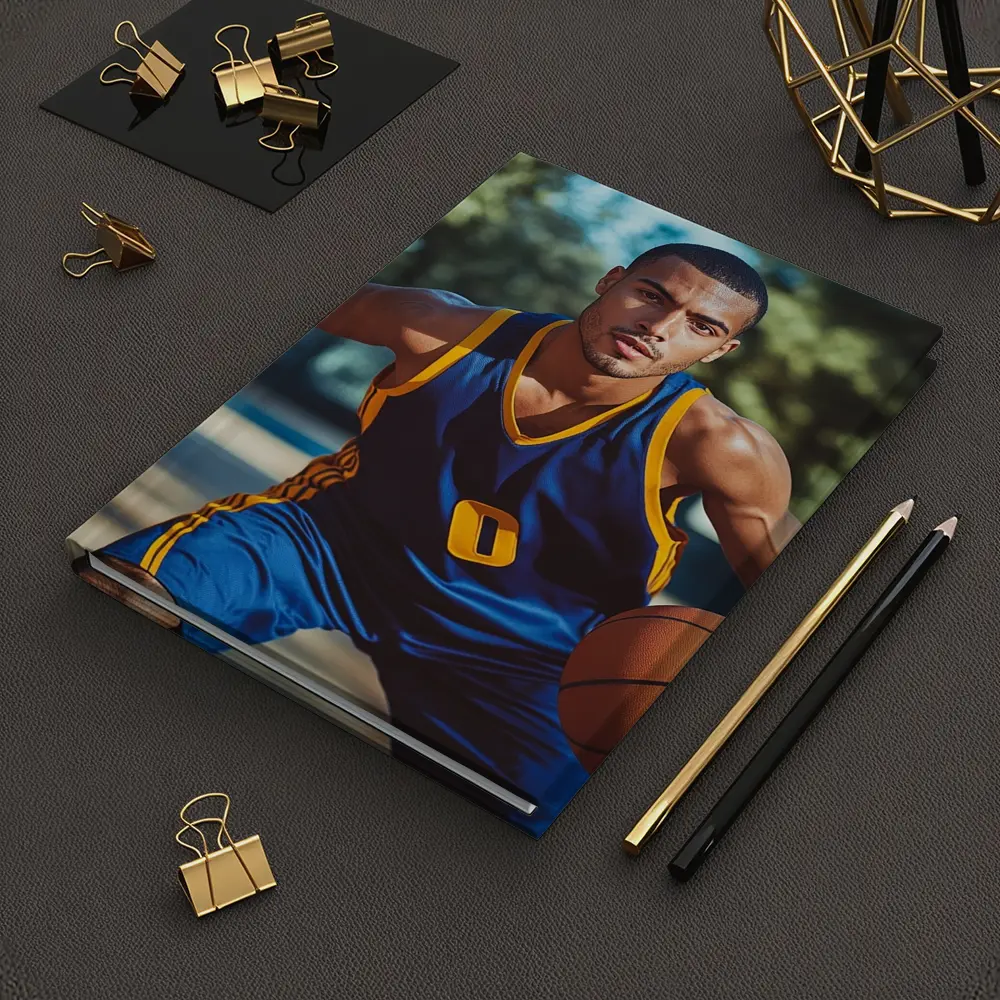 Basketball Player Dribbling Outdoor Court – Notebooks