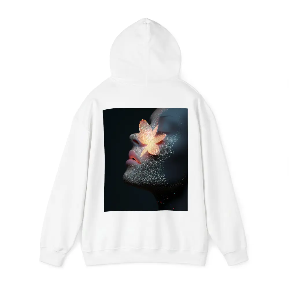 Glowing Flower Woman Profile Dark Background – Hoodies