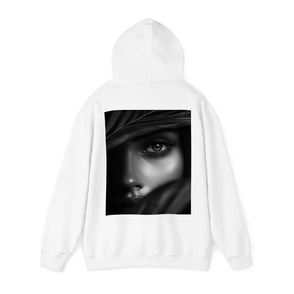 Black and White Woman Portrait Through Leaves – Hoodies