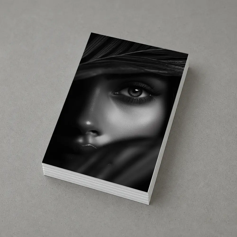 Black and White Woman Portrait Through Leaves – Postcards