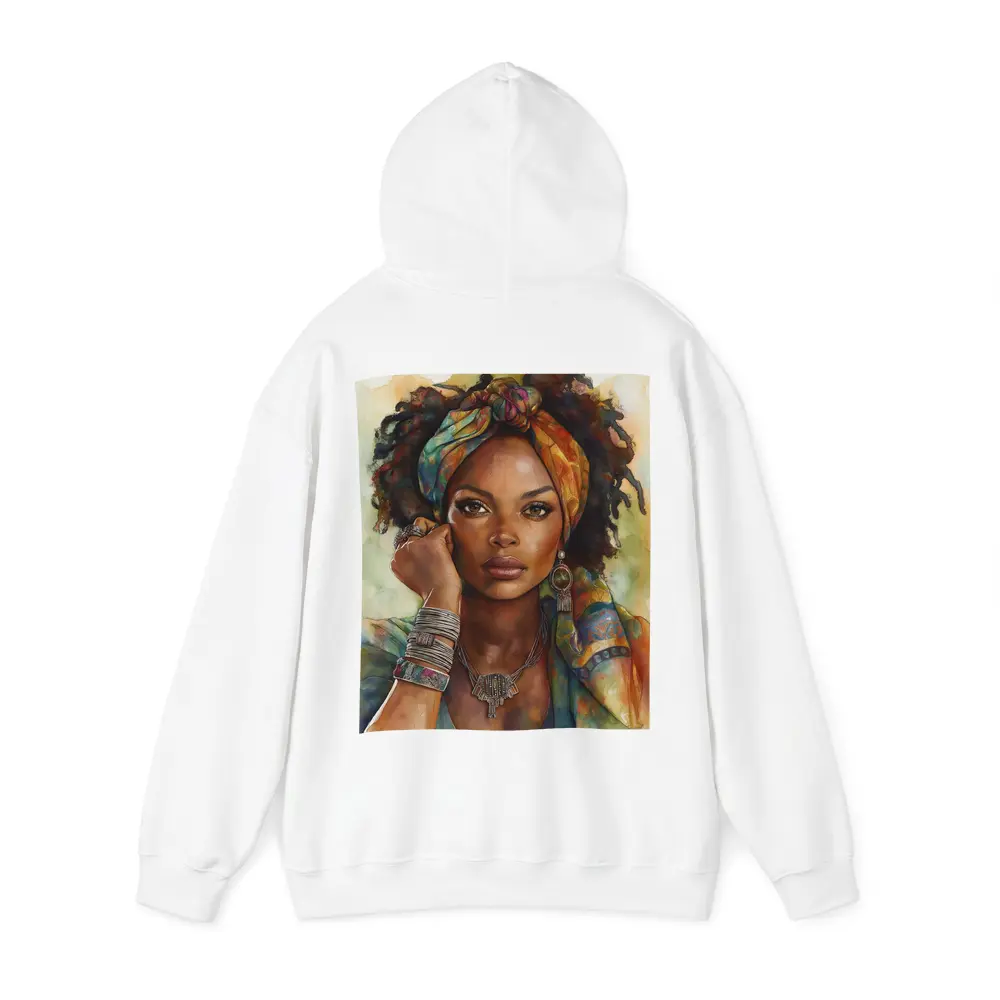 Boho African Woman Watercolor Portrait Art – Hoodies