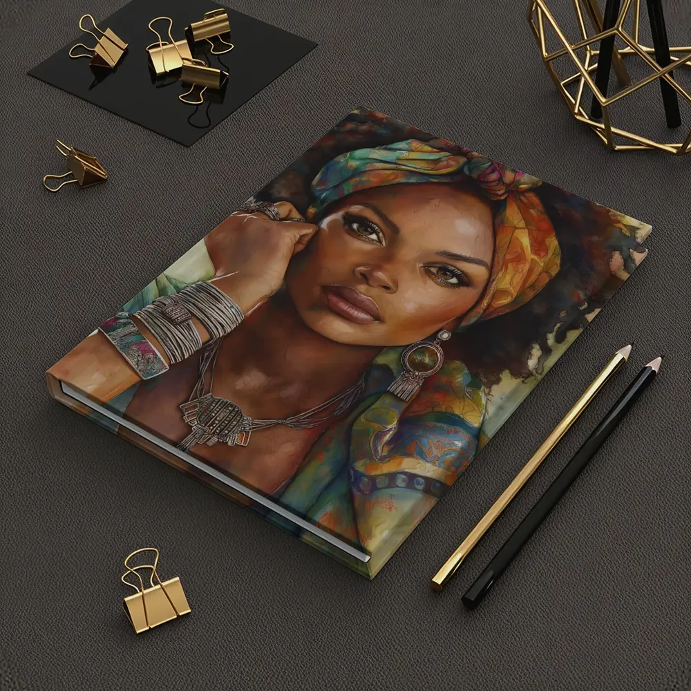 Boho African Woman Watercolor Portrait Art – Notebooks
