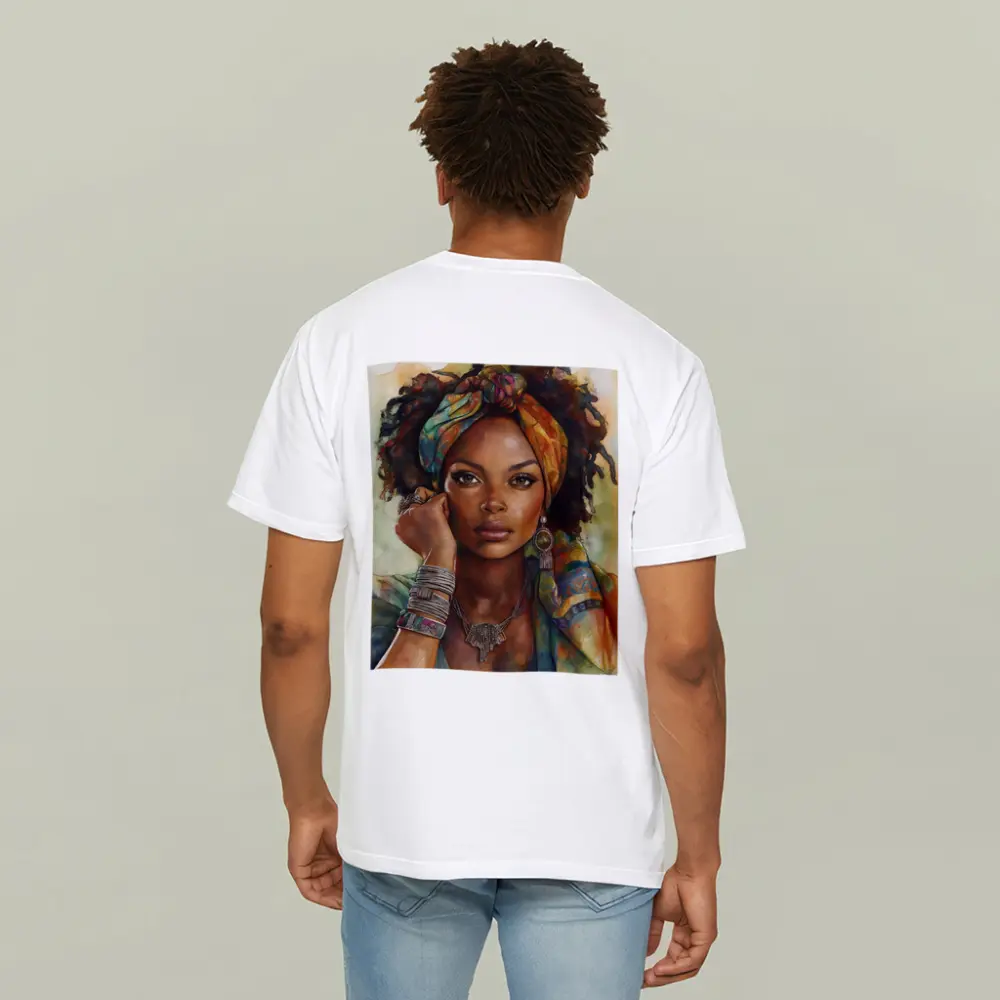 Boho African Woman Watercolor Portrait Art – T-Shirts