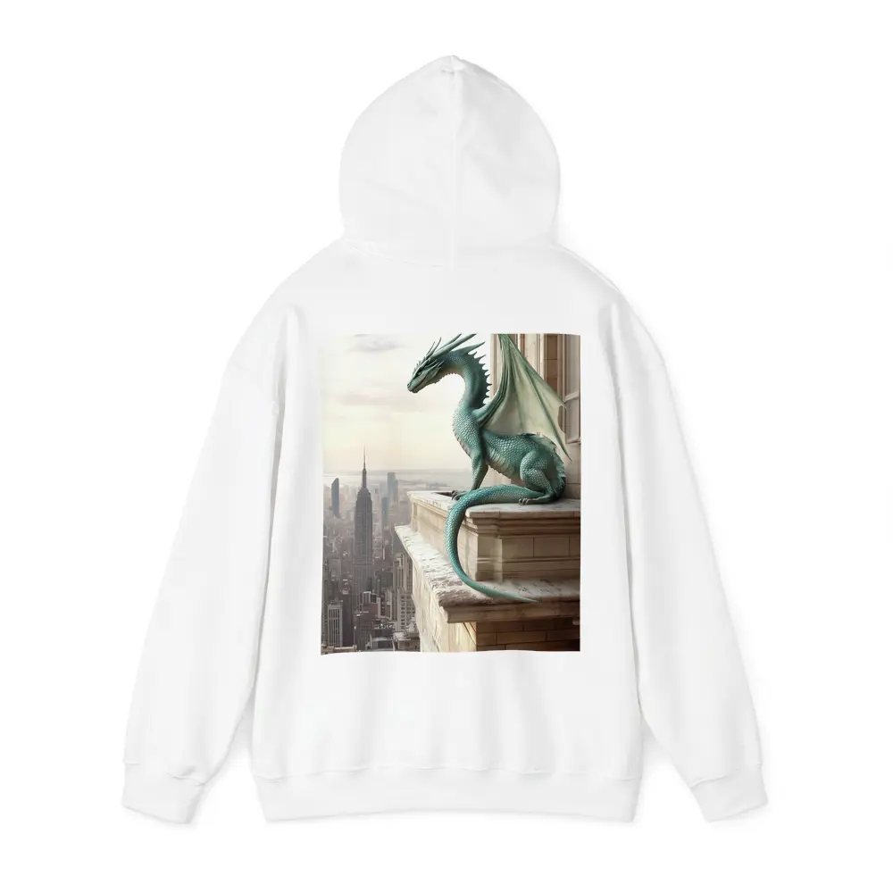 Green Dragon Perched On City Building – Hoodies