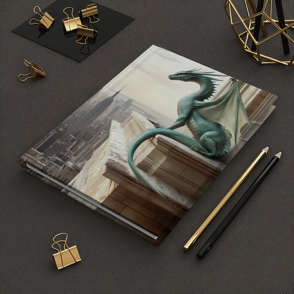 Green Dragon Perched On City Building – Notebooks