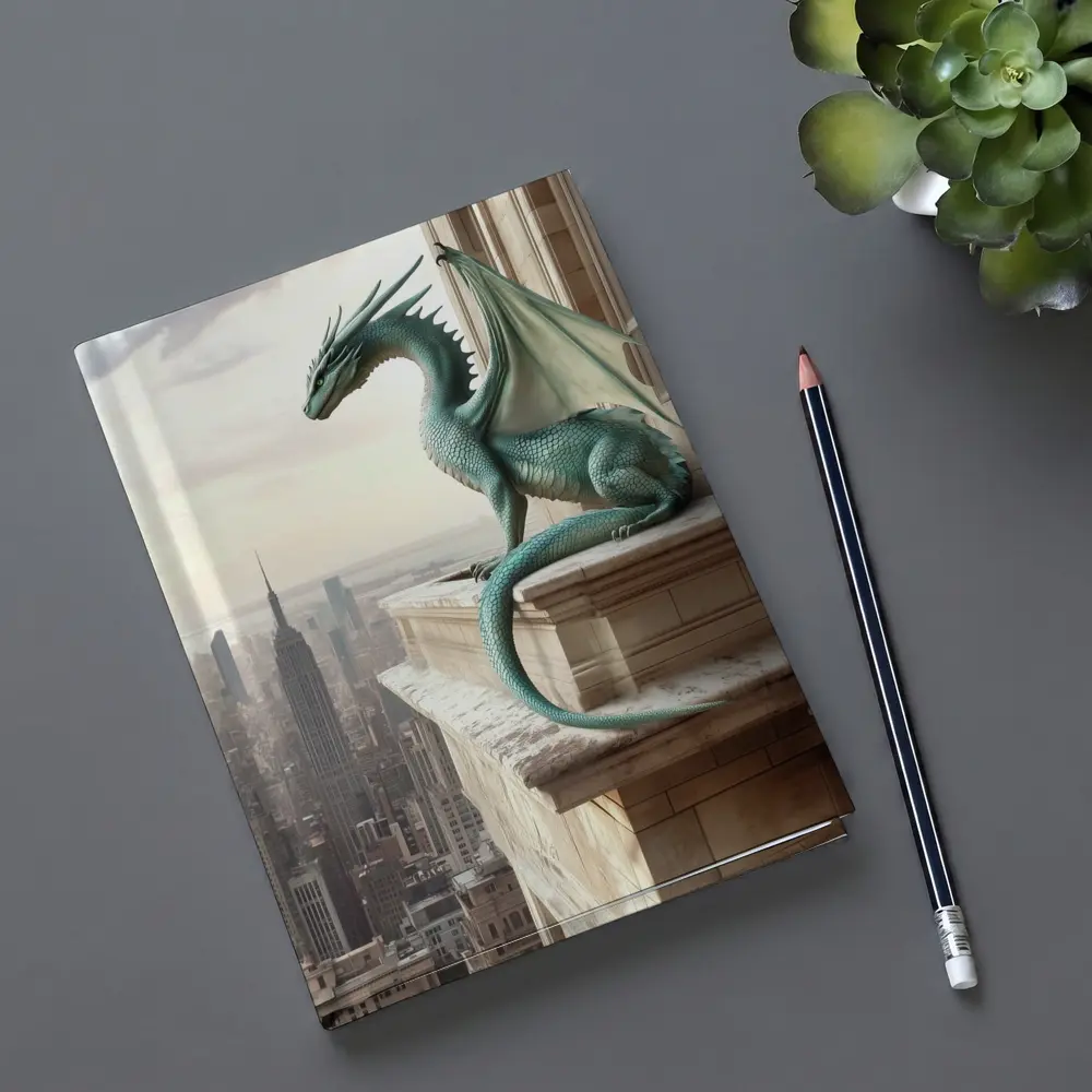 Green Dragon Perched On City Building – Notebooks