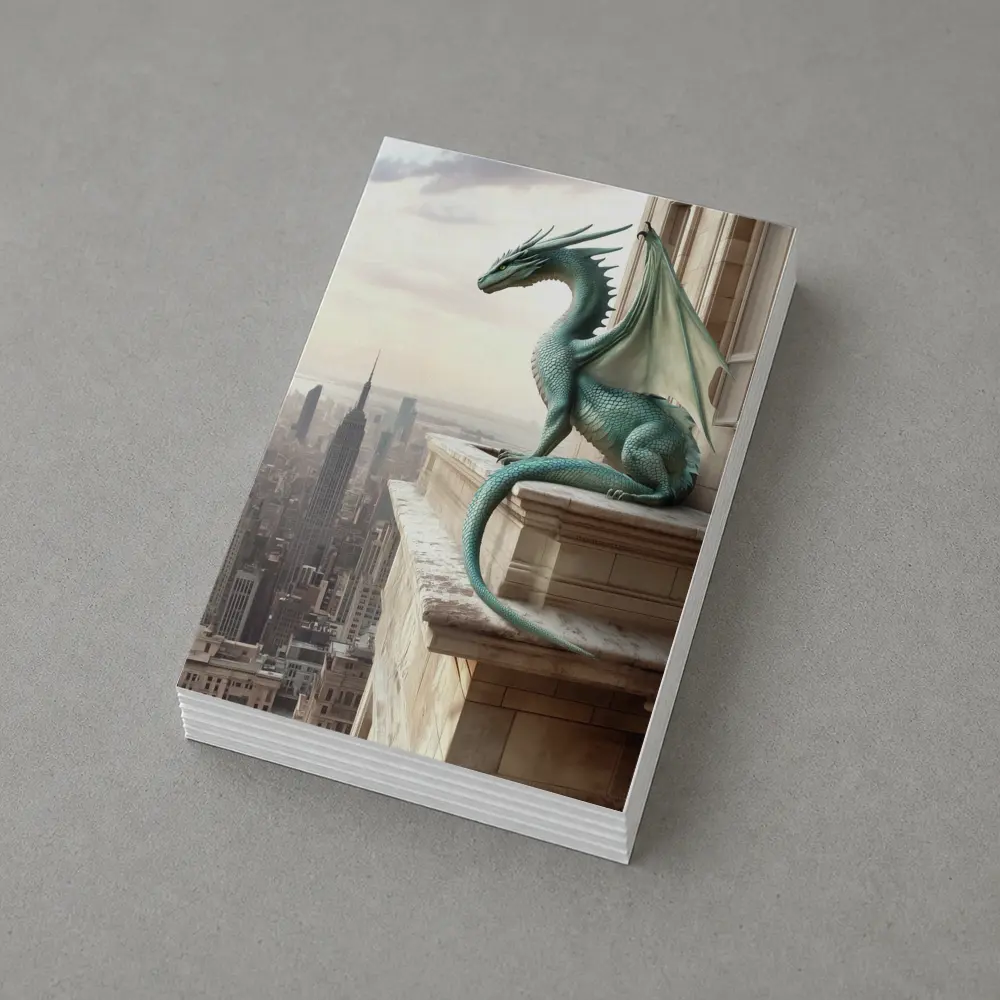 Green Dragon Perched On City Building – Postcards