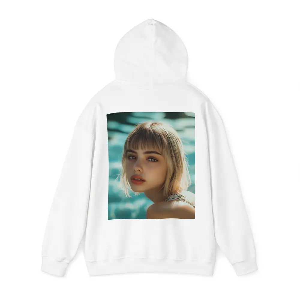 Blonde Woman Portrait Pool Water Background – Hoodies