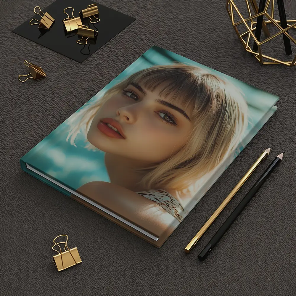 Blonde Woman Portrait Pool Water Background – Notebooks