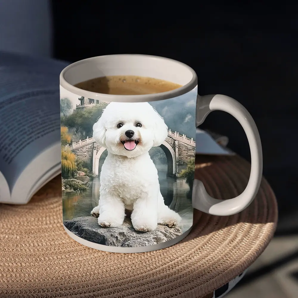 Bichon Frise Dog Chinese Garden Bridge – Mugs
