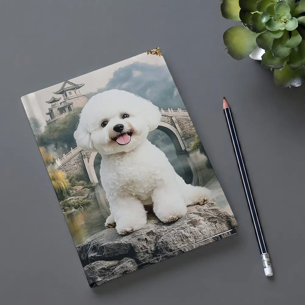Bichon Frise Dog Chinese Garden Bridge – Notebooks